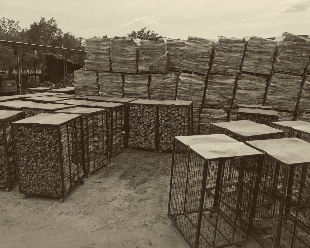 Chief Firewood roofed, lockable delivery racks in the yard